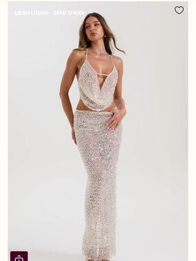 Sequin Maxi Skirt in Champagne